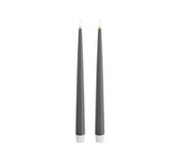 Deluxe Homeart Indoor Flameless LED Dinner Candle - Set of 2 - with Real Flame™ Technology - Battery Powered Candle (28 cm, Grey)