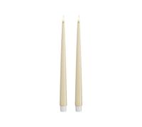 Deluxe Homeart Indoor Flameless LED Dinner Candle - Set of 2 - with Real Flame™ Technology - Battery Powered Candle (Cream, 28 cm)
