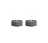 Deluxe Homeart Indoor Flameless LED Jumbo Tealight Set - with Real Flame™ Technology - Battery Powered Candle (Grey)