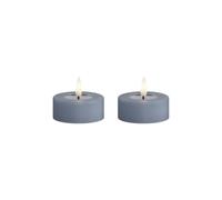 Deluxe Homeart Indoor Flameless LED Jumbo Tealight Set - with Real Flame™ Technology - Battery Powered Candle (Dust Blue)