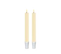 Deluxe Homeart Indoor Flameless LED Mini Taper Dinner Candle 2 Set - with Real Flame™ Technology - Battery Powered Candles - 17 cm (Cream)