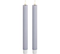 Deluxe Homeart Indoor Flameless LED Taper Dinner Candle 2 Set - with Real Flame™ Technology - Battery Powered Candles (24 cm, Dust Blue)