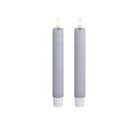Deluxe Homeart Indoor Flameless LED Taper Dinner Candle 2 Set - with Real Flame™ Technology - Battery Powered Candles (15 cm, Dust Blue)
