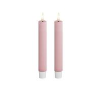 Deluxe Homeart Indoor Flameless LED Taper Dinner Candle 2 Set - with Real Flame™ Technology - Battery Powered Candles (15 cm, Light Pink)