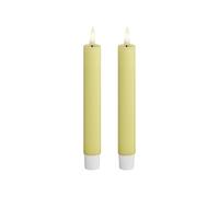 Deluxe Homeart Indoor Flameless LED Taper Dinner Candle 2 Set - with Real Flame™ Technology - Battery Powered Candles (15 cm, Light Yellow)