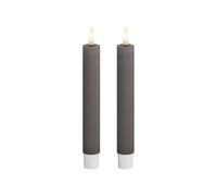 Deluxe Homeart Indoor Flameless LED Taper Dinner Candle 2 Set - with Real Flame™ Technology - Battery Powered Candles (15 cm, Grey)