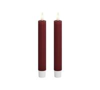 Deluxe Homeart Indoor Flameless LED Taper Dinner Candle 2 Set - with Real Flame™️ Technology - Battery Powered Candles (15 cm, Bordeaux)