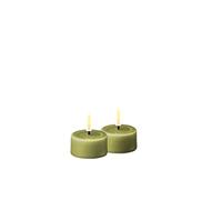 Deluxe Homeart Indoor Flameless LED Tealight Set - with Real Flame™ Technology - Battery Powered Candle (Olive Green)