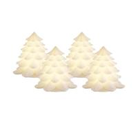 Deluxe Homeart LED Christmas Trees - Set of 4 Real Wax Light-Up Decorations with Soft Internal Glow - Battery Operated - Remote Control Enabled with Timer - 7 cm Tall