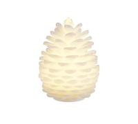 Deluxe Homeart LED Pine Cone - White Real Wax Light-Up Decoration with Soft Internal Glow - Battery Operated - Remote Control Enabled with Timer - 13 cm Tall