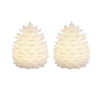 Deluxe Homeart LED Pine Cones - Set of 2 Real Wax Light-Up Decorations with Soft Internal Glow - Battery Operated - Remote Control Enabled with Timer - 10 cm Tall