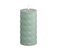 Deluxe Homeart Square Indoor Flameless LED Candle - Made from Real Wax & with Real Flame™ Technology - Battery Powered Candle with up to 400 Hour Battery Life (Sage Green, 7.5 x 15 cm)