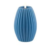 Deluxe Homeart Stripe Flameless LED Candle - with Real Flame™ Technology - Battery Powered Candle (10 x 15 cm, Ice Blue)