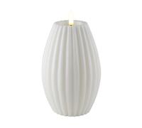 Deluxe Homeart Stripe Flameless LED Candle - with Real Flame™ Technology - Battery Powered Candle (10 x 15 cm, White)
