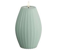 Deluxe Homeart Stripe Flameless LED Candle - with Real Flame™ Technology - Battery Powered Candle (Sage Green, 10 x 15 cm)