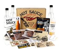 Deluxe Hot Sauce Making Kit, Ghost Pepper Edition, Gourmet Spice Blend, 3 Bottles, Fun Labels, Make your own, DIY, for Dad, Grandpa, Papa, Secret Santa. (Deluxe Ghost Pepper Kit)