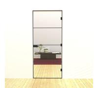 Deluxe Ideas Black 4-Panel Glass Slim-Line Hinged Door with Round Door Knob and Roller Catcher 1000 x 2100 x 8 mm