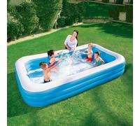 Deluxe Inflatable Blue Rectangular Family Outdoor Garden Swimming Paddling Pool