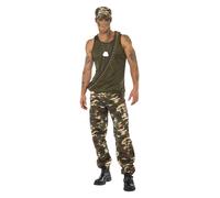 Deluxe Khaki Camo Costume, Male, Khaki Green