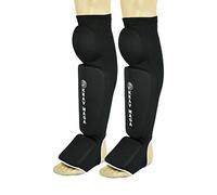 Deluxe Krav Maga Black Elasticated Full Contact Knee, Shin & Instep Pads - PAIR (Large)