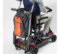 Deluxe Large Mobility Scooter Crutch Bag with Side Pouches, Weatherproof, High Visibility, Grey and Orange