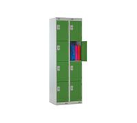 Deluxe Lockers Nest Of 2, 4 Door, 60wx30dx180h (cm), Cam Lock (2 Keys), Green