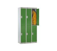 Deluxe Lockers Nest Of 3, 2 Door, 90wx45dx180h (cm), Hasp Lock, Green
