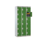 Deluxe Lockers Nest Of 3, 6 Doors, 30wx30dx180h (cm), Cam Lock, Green