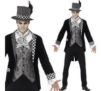 Deluxe Mad Hatter Mens Fairytale Fancy Dress Halloween Costume M-XL