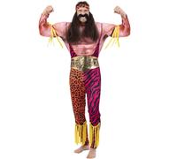 Smiffys Deluxe Male Wrestler Costume All in One with Muscle Chest & Headband, 1990's Fancy Dress, 1990s Dress Up Costumes