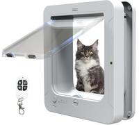 Deluxe Mart Cat Door & Exterior, Microchip Cat Flap, with 2 Sensor Collars and 1 Remote Control, Opening Size: 7.7 * 8.3 in, for Pets A