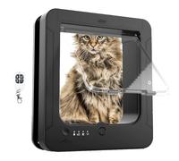 Deluxe Mart Cat Door, Microchip Cat Flap, Selective Entry, with 2 Sensor Collars and 1 Remote Control, Microchip Cat Door for Cats & Small Dogs, Opening Size: 7 7/8" X 7 1/2", for Pets black
