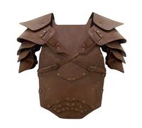 Deluxe Medieval Chest Armor Viking Warrior Adjustable Leather Armour Breastplate Costume for LARP Party Halloween Cosplay, Armor With Pauldrons Brown, One Size