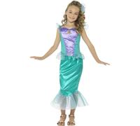 Smiffys Deluxe Mermaid Costume, Green with Dress & Hair Clip, Girls Fancy Dress, Mermaid Dress Up Costumes