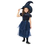 Deluxe Midnight Witch Costume Smiffys Blue 4-6 Years