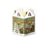 Deluxe Mini Advent Calendar Christmas Card - Nostalgic House Tealight Lantern - Green House