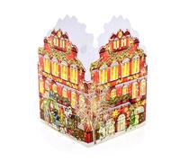 Deluxe Mini Advent Calendar Christmas Card - Nostalgic House Tealight Lantern - Red House
