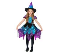 Deluxe Moon & Stars Light Up Witch Costume Smiffys Black 10-12 Years