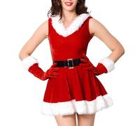 Deluxe Ms Claus Costume,Christmas Santa Costume Dress Mrs Christmas Outfit For Women Sleeveless Night Before Adult Cosplay Party Fancy Women's Snowflakes Xmas Elf (Red #2,One Size)