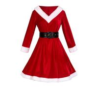 Deluxe Ms Claus Costume,Women's Mrs Costume Party Outfits For Women UK Swing Dresses Night Before Christmas Costumes Fancy Dress Outfit Holiday Long Santa Hat (Red#A,M)