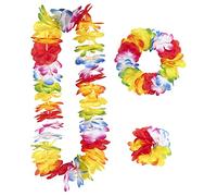 Deluxe Multicolor Hawaiian Set (Lei Crown Bracelet) Fancy Dress Costume Jewellery for Outfits Bling Accessories Accessory ALL THEMES