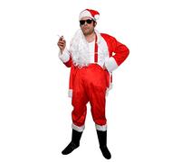 DELUXE NAUGHTY SANTA FANCY DRESS COSTUME - BAD SANTA CLAUS FANCY DRESS COSTUME WITH ACCESSORIES - SMOKING COMEDY SANTA COSTUME WITH SUNGLASSES FANCY DRESS CSOTUME (LARGE)