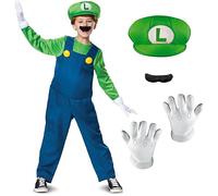 Deluxe Nintendo Kids Luigi Green Plumber Super Mario Bros Fancy Dress Costume