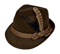 Deluxe Oktoberfest Hat Brown German Alpine Fedora Bavarian Hat with Feather, One Size - Fancy Dress Accessory for Men & Women, Ideal for Oktoberfest
