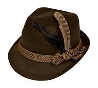 Deluxe Oktoberfest Hat Brown German Bavarian Hat with Feather | British Jazz Cap, Ideal for Fancy Dress Accessory, Oktoberfest, Party Carnival Cultural Event Beer Festival Celebration