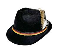 Deluxe Oktoberfest Hat Brown German Bavarian Hat with Feather, One Size - Ideal for Fancy Dress Accessory, Oktoberfest, Halloween, Cowboy Dress Up