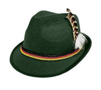 Deluxe Oktoberfest Hat for Men & Women Brown Traditional Alpine Fedora Hat with Feather Adults German Bavarian Beer Festival Hats for Oktoberfest Fancy Dress Accessories