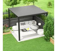 Deluxe Patio Veranda Pergola Carport Black Charcoal Steel Louvered Roof 3m x 3m