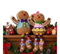 Deluxe Paws Plush Gingerbread Couple Christmas Decoration Set, 30cm Soft Stuffed Dolls with Velcro Hands, Holiday Theme Felt Details