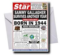 Deluxe PERSONALISED Birthday Card for Men & Women, Born in 1944, ADD ANY NAME, Full of Facts & Nostalgic Memories, Any Personalisation Artfully Merged into the Main Headline, Ideal Keepsake